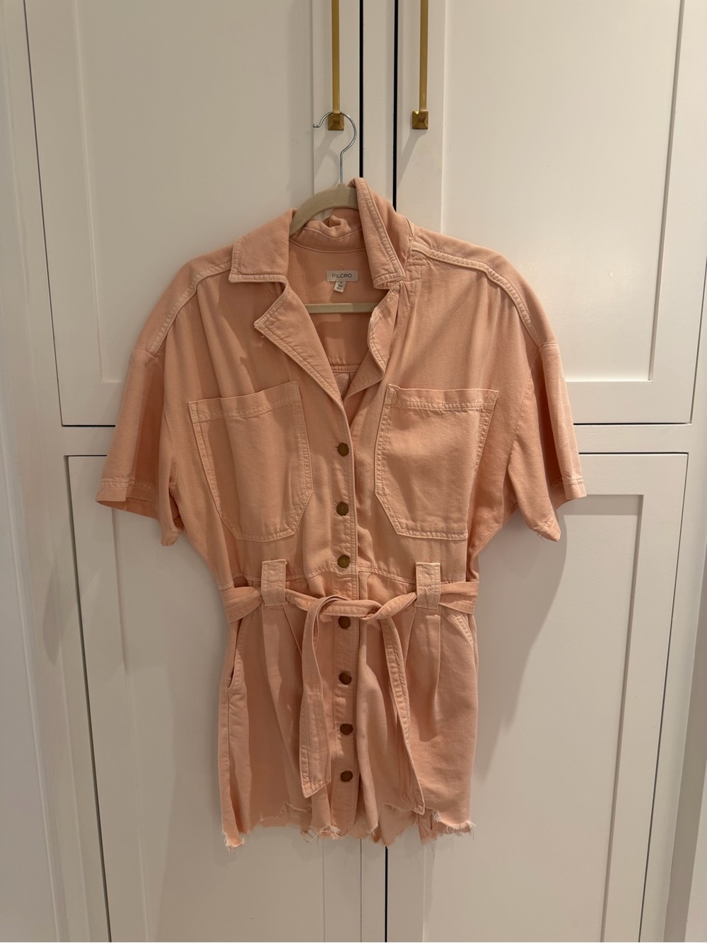 Pilcro Pink Button-Front Denim Dress with Tie Waist
